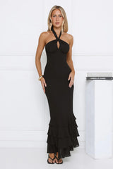 The Cool Standard Halter Maxi Dress Black