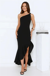 Go To Girl One Shoulder Maxi Dress Black