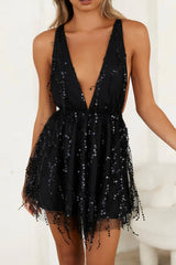 Try Your Luck Sequin Dress Black