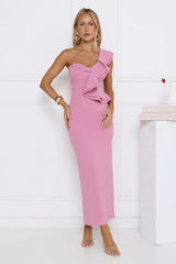 City Girl Energy One Shoulder Maxi Dress Pink