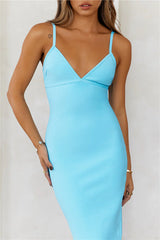 Perfect Entrance Bandage Midi Dress Aqua