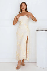 Iconic Influence Strapless Mesh Maxi Dress Yellow