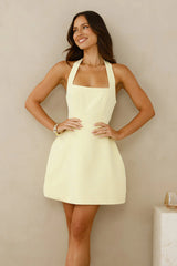 Hotel Service Halter Mini Dress Yellow