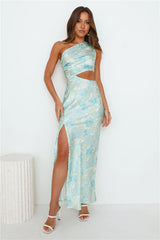 Poker Power Satin Maxi Dress Green