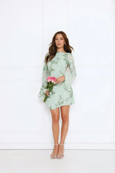 Love Notes Only Long Sleeve Mini Dress Sage