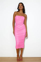 Goals Are Her Mesh Midi Dress Pink