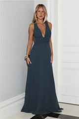 Crush Energy Halter Maxi Dress Deep Teal