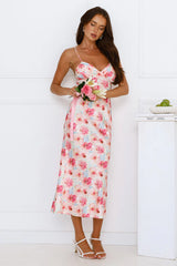 Summertime Dream Satin Midi Dress Floral