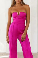 Diva Of The Night Strapless Jumpsuit Fuchsia