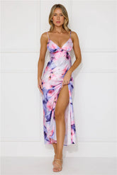 Party In Brooklyn Satin Maxi Dress Purple