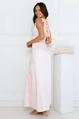 Flirty Girl Satin Maxi Dress Pink