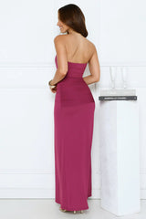 Rose Serenade Strapless Maxi Dress Plum