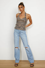 LIONESS Beirut Halter Top Leopard