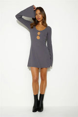 Laser Focus Mini Dress Charcoal Grey