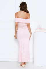 Dewy Delight Lace Maxi Dress Pink