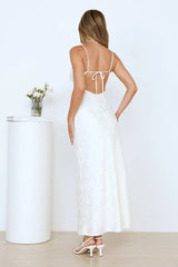 Floral Kiss Satin Maxi Dress Beige