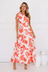 Kehlani One Shoulder Maxi Dress Orange