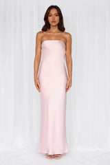 The Felicity Strapless Satin Maxi Dress Pink