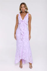Shimmer Petal Maxi Dress Lilac