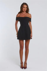 Parisian Views Off Shoulder Mini Dress Black