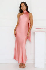Kissed By Moonlight Satin Maxi Dress Pink
