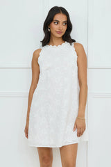 Seashell Chic Embroidered Mini Dress White