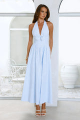 Ocean Salt Halter Maxi Dress Blue