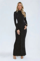 Sophisticated Style Long Sleeve Maxi Dress Black