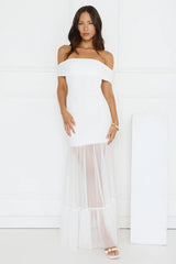 Moonbeam Reverie Off Shoulder Maxi Dress White