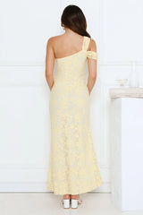 Velour Glow One Shoulder Maxi Dress Yellow