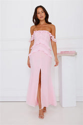 Embrace Your Magic Off Shoulder Maxi Dress Pink