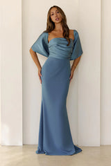 Luxe Nights Strapless Maxi Dress Dusty Blue