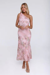 Pretty Whispers One Shoulder Maxi Dress Pink