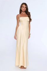 Evening Energy Satin Maxi Dress Yellow