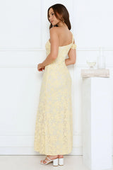 Velour Glow One Shoulder Maxi Dress Yellow