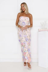 Floral Journey Strapless Maxi Dress Pink