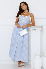 Gaia Gingham Maxi Dress Blue