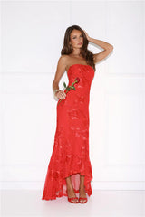 Babe Energy Strapless Maxi Dress Red