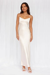 The Samara Satin Maxi Dress Pearl