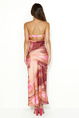 Impressive Girl Strapless Satin Maxi Dress Orange