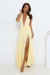 Bewitched By Light Halter Maxi Dress Yellow