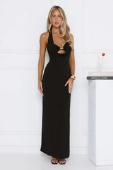 Wardrobe Elevated Halter Maxi Dress Black