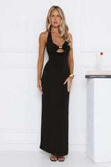 Wardrobe Elevated Halter Maxi Dress Black
