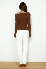 Stylish Winter Knit Top Brown