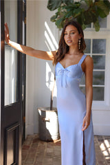 Unknown Beauty Satin Midi Dress Blue