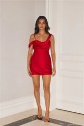 Elegance Of You Satin Mini Dress Burgundy