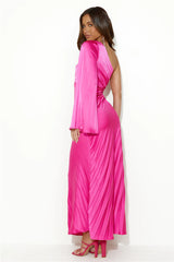 Land Of Beauty One Shoulder Maxi Dress Pink