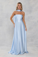 Satin Neck Scarf Light Blue