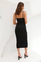 Confidence Spark Glitter Ribbed Maxi Dress Black