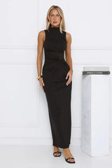 Radiant Petal Maxi Dress Black